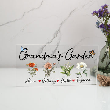 Personalized Birthflower Stand , Custom Grandma's Garden