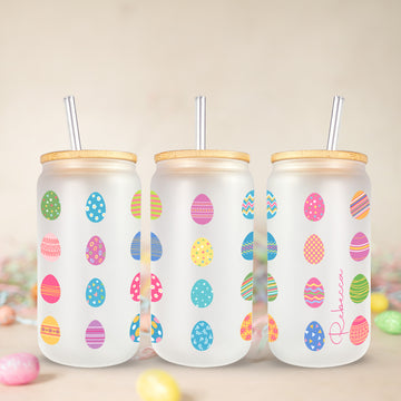 Easter Egg Jar, Happy Easter Gift, Iced Coffee Glass, Beer Can Glass, Gift For Easter, 16oz Glas, Egg Hunt Jar, Drinking Glass Cup