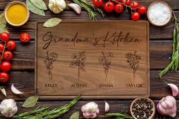 Custom Grandma's Kitchen Engraved Walnut Cutting Board, Personalized Gift