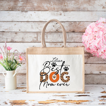 Gizify Custom Name Tote Bag, Canvas Tote Bag,  Gift For Dog Mom