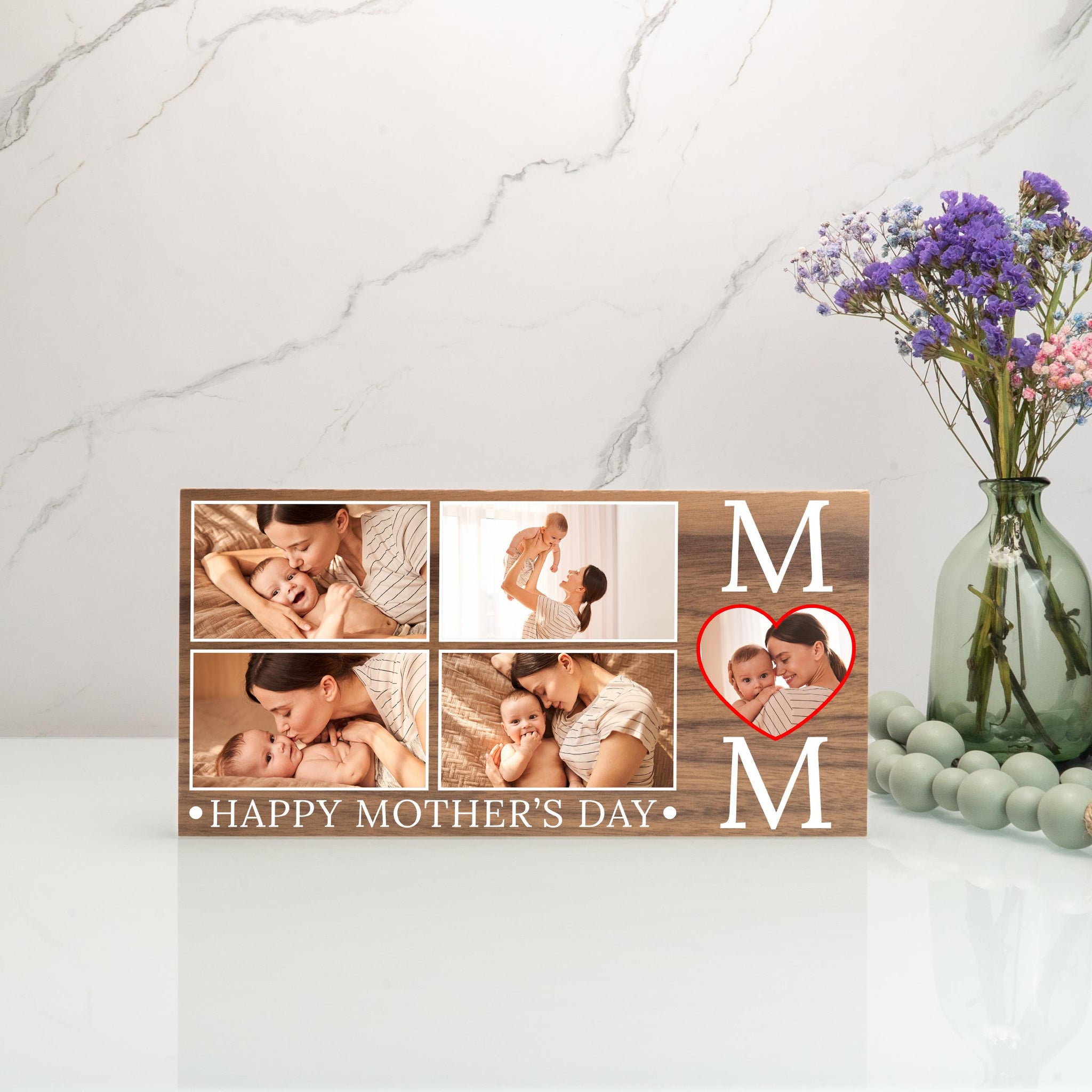 Mothers Day Custom Picture Stand, Personalized Name Decor for Home, Wood Desk Sign, Gift for Her, Wooden Wall Sign, Gift for Mom