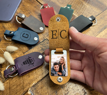 Leather Keychain With Photo, Personalized Gifts For Him, Keychain For Him, Gift Ideas For Men, Unique Photo Gift, Custom Photo Keychain