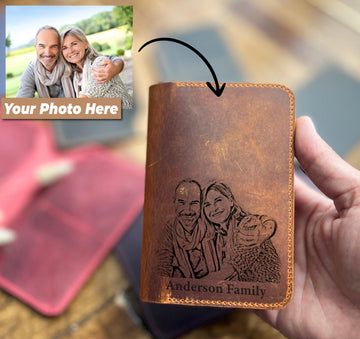 Personalized Photo Passport Holder, Custom Leather Passport Cover