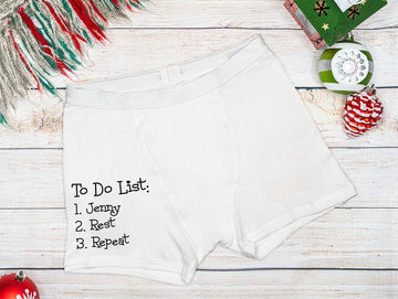 Personalized Funny Boxers, Groom Boxers, To Do List Briefs, Wedding Underwear