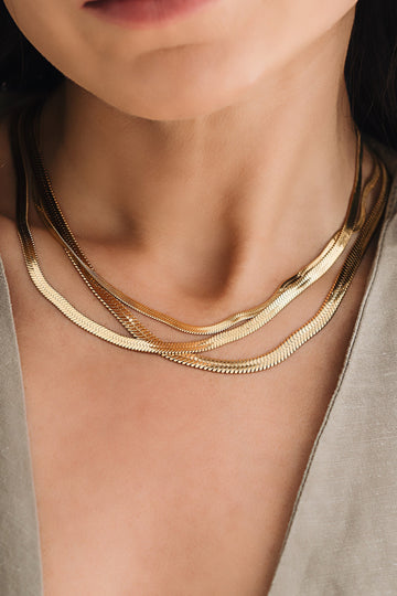 Gizify 18K Gold Filled Herringbone Chain Necklace