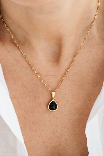 18K Gold Filled Natural Stone Necklace, Waterdrop Gemstone Necklace