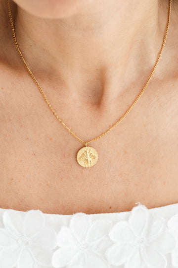 18K Gold Filled Personalized Coin  Bee Necklace
