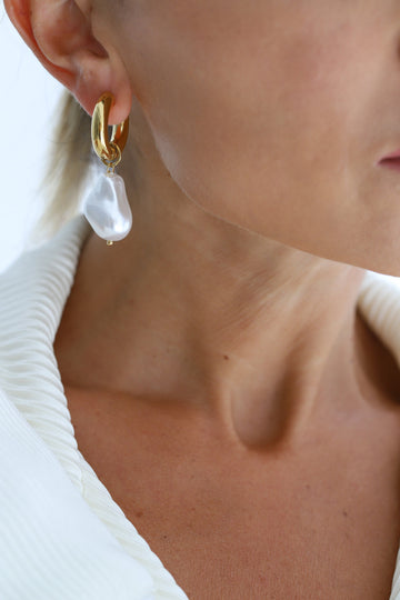 Gizify 18K Gold Filled Baroque Earrings, Fresh Water Pearl Earrings