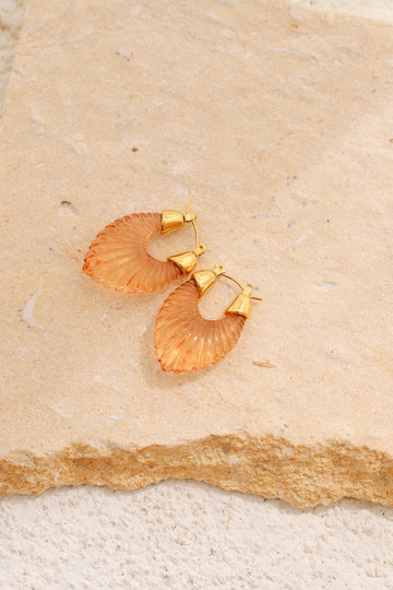 Gizify 18K Gold Filled Hoop Earrings, Acrylic Transparent Leaf Earrings