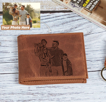 Personalized Photo Wallet, Custom Picture Engraved Leather Wallet