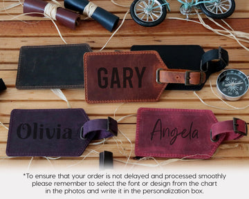 Personalized Leather Luggage tag, Handmade leather Tag