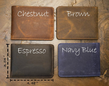 Personalized Genuine Leather Wallet,  Custom Fathers Day Gift Wallet