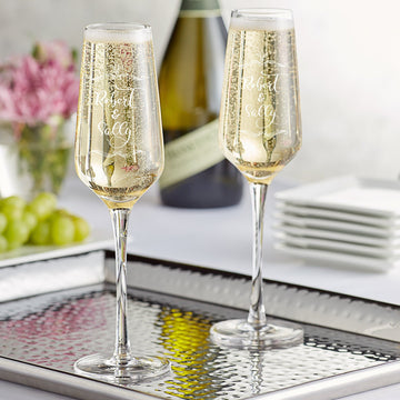 Personalized Champagne Flutes, Engraved Wedding Glasses, Custom Toasting Glasses, Wedding Favors, Mr Mrs Champagne Glasses, Bridesmaid Flute