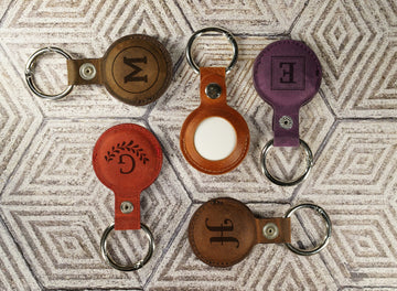Personalized AirTag Case Keyring Holder, Leather AirTag Keychain