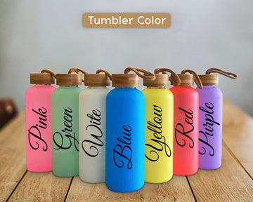 Personalized 25oz Tumbler, Custom Frosted Water Bottle, Name Tumbler, Glass Cup With Bamboo Lid, Bridesmaid Tumbler, Bachelorette Tumbler