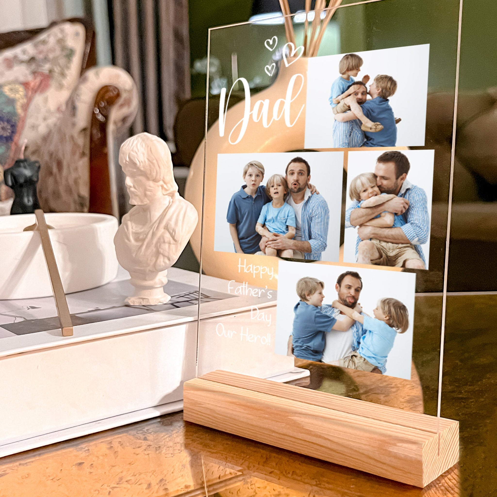 Gizify Custom Fathers Day Plaque,Personalized Acrylic Picture Stand