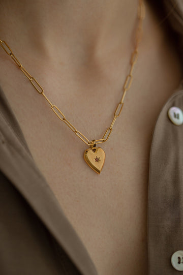 18K Gold Filled Necklace, Minimalist Love Heart Pendant