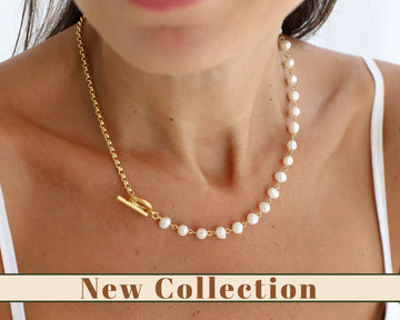 18K Gold Filled Toggle Necklace with Pearl, Fresh Water Pearls