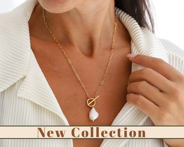 18K Gold Filled Toggle Necklace, Fresh Water Pearl Necklace