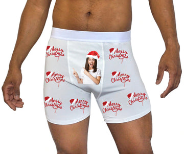 Cute Boxers for Him, Personalized Christmas Underwear, Unique Christmas Gifts, Funny Face Picture Boxers, Custom Boxer Briefs for Husband
