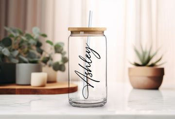 Personalized Frosted and Glass Jar with Name, Tumbler Gift For Bridesmaids, Bachelorette Party Favors, Custom 16 oz Coffee Glass Tumbler