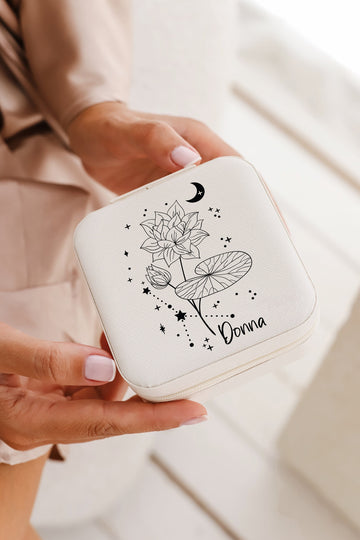 Personalized Virgo Jewelry Box, Bridal Gifts, Christmas Gifts, Wedding Party Favors, Custom Travel Name Jewelry Box, Zodiac Sign Jewelry Box