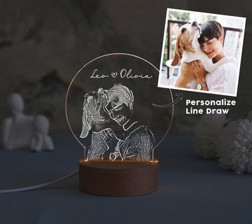 Personalized Couple Picture Stand, Custom Family Photo with Light