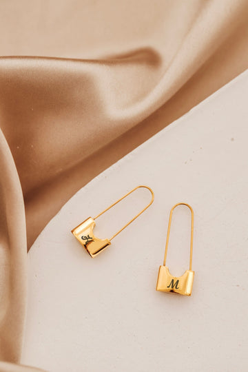 18K Gold Filled Safety Pin Earrings, Stainless Steel Earrings
