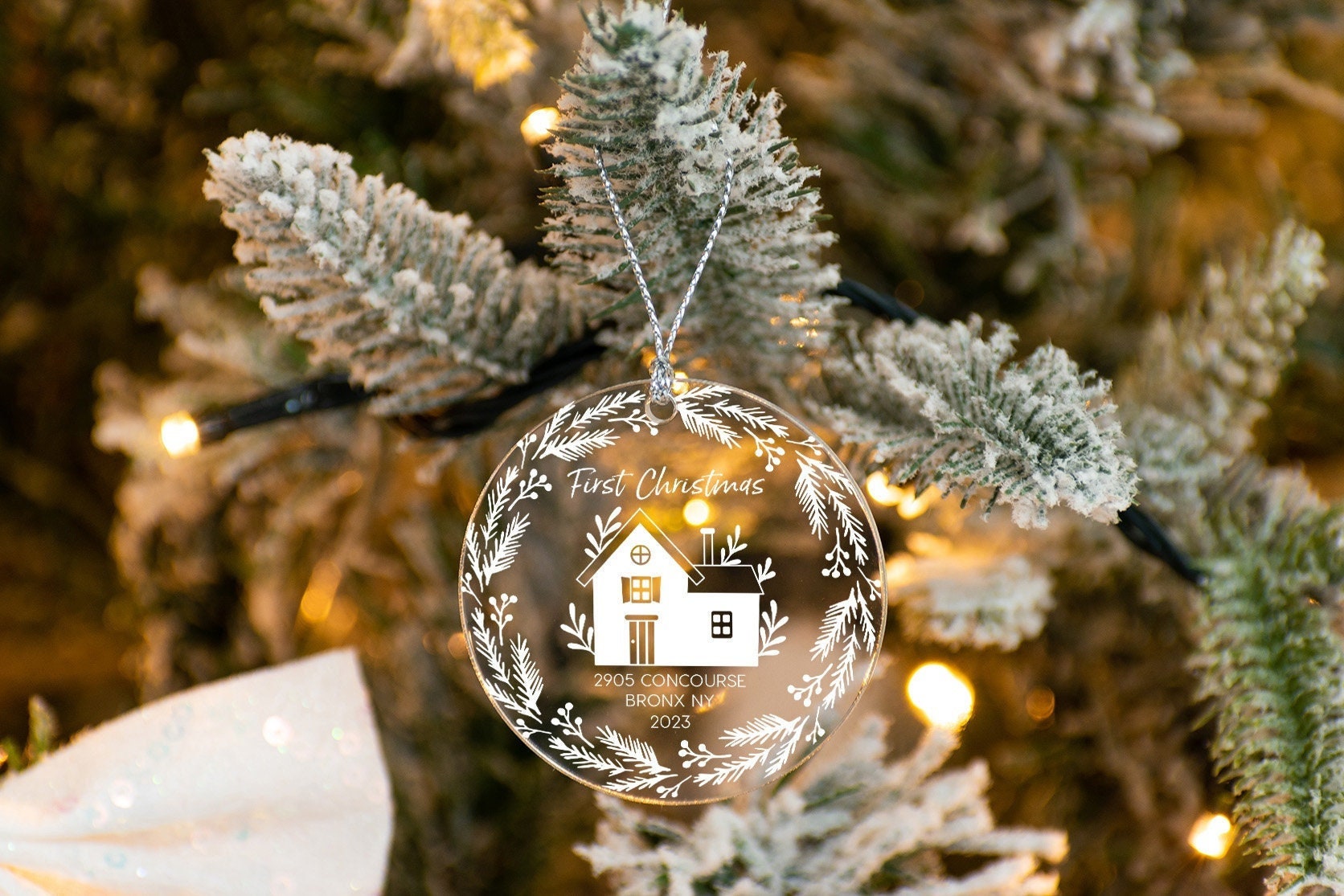 Personalized Address Ornament, Custom Christmas Ornament