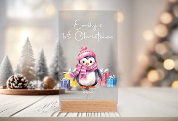 Custom Acrylic Plaque For Kids, Personalized First Christmas Name Sign