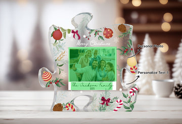 Personalized Photo Family Keepsake Stand For Christmas, Memorial Christmas Gifts, Housewarming Christmas Gifts, Custom Family Name Plaque