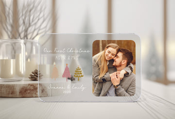 Personalized Photo Plaque for Couples, Custom Acrylic Desk Plaque