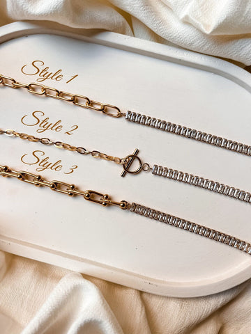Gizify , 18K Gold Filled Chain Bracelet With CZ Stone