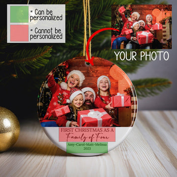 Personalized Family Picture Ornament, Custom Photo Ornament, First Christmas Ornament, Christmas Gifts, Family Christmas, Holiday Ornament
