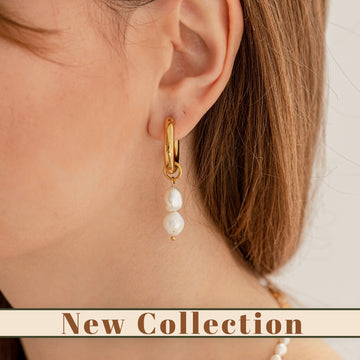 18K Gold Filled Pearl Earrings, Fresh Water Pearl Hoops