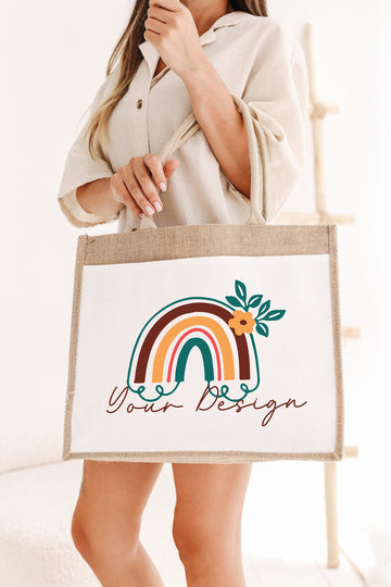 Personalized Company Logo Jute Bag, Custom Canvas Tote Bag