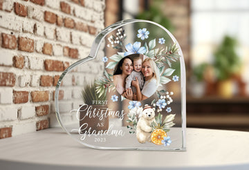 Personalized First Christmas Stand, Custom Picture Stand, Memorial Christmas Gift, Gift for Her, Gift For Grandma, Family Christmas Keepsake