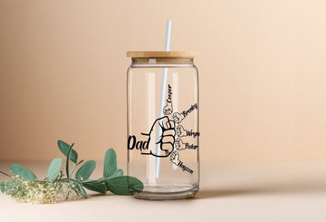 Personalized Christmas Gifts for Dad, Gift for Him, 16oz Glass Soda Can