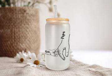 Iced Coffee Cup ,Personalized Glass Tumbler ,Gift for Father